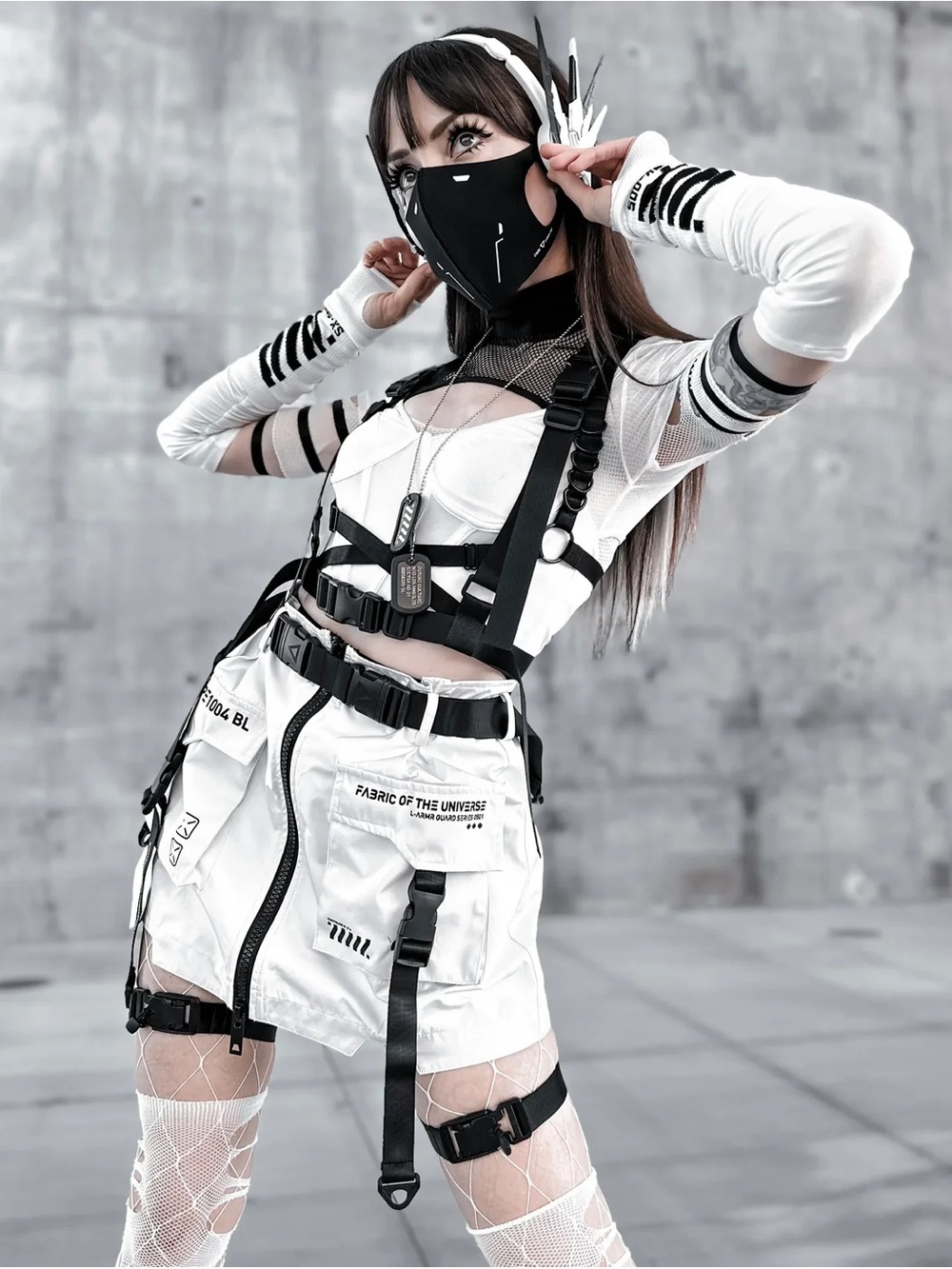 Fabric Of The Universe MS-Type 1004 White Miniskirt - Picture 2 of 13